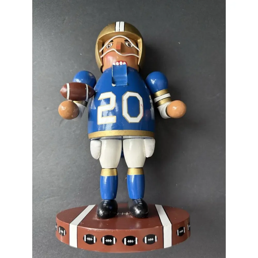 Nutcracker Village Blue Gold Football Player 2001 Sports Fan Academia Athletic